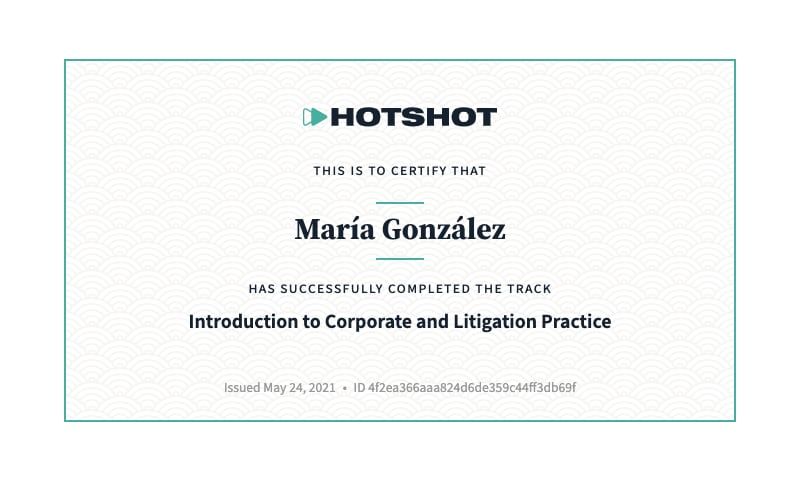 A Hotshot certificate of completion
